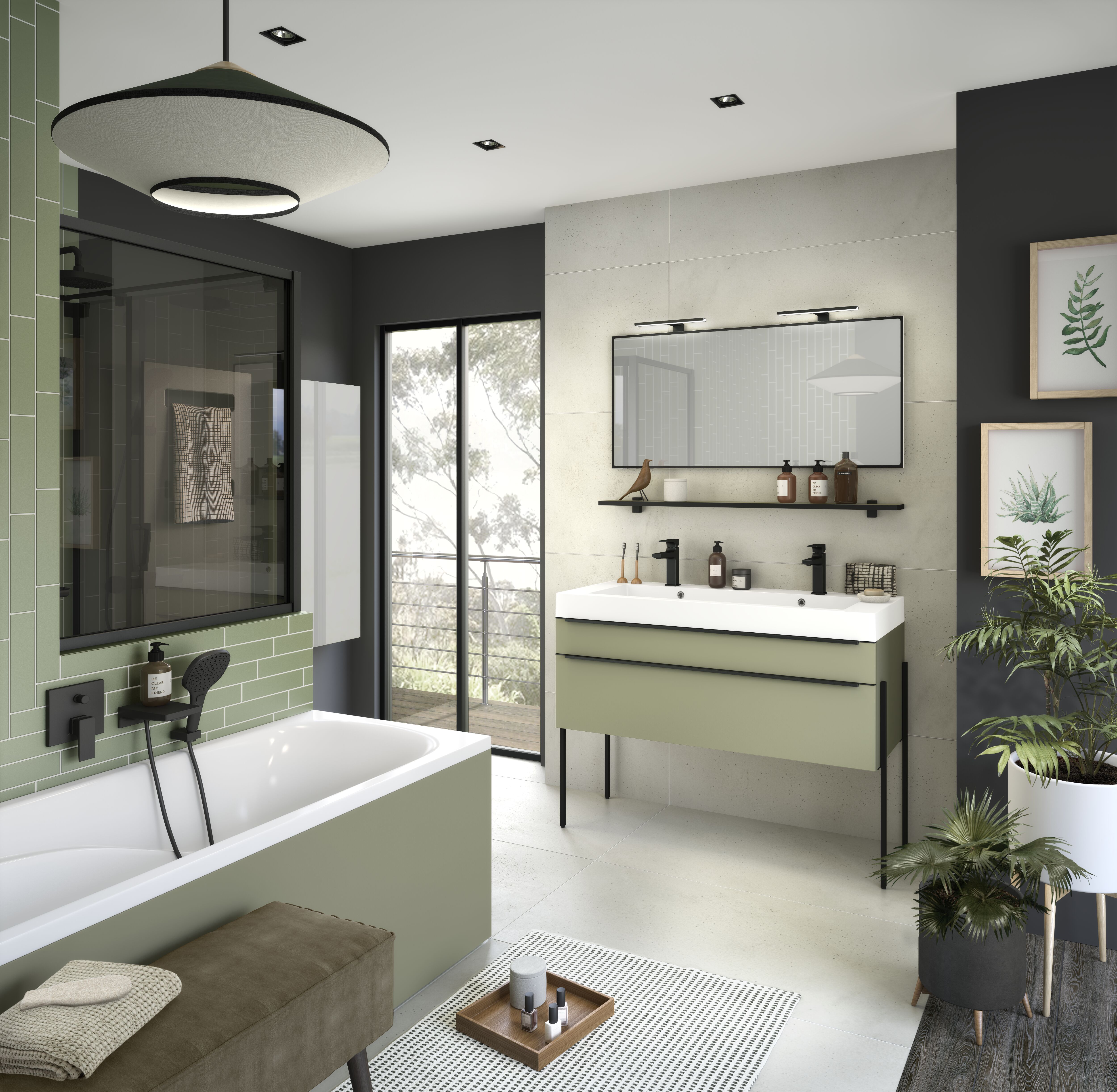 Salle de bain Inspiration Delpha vert olive mat 