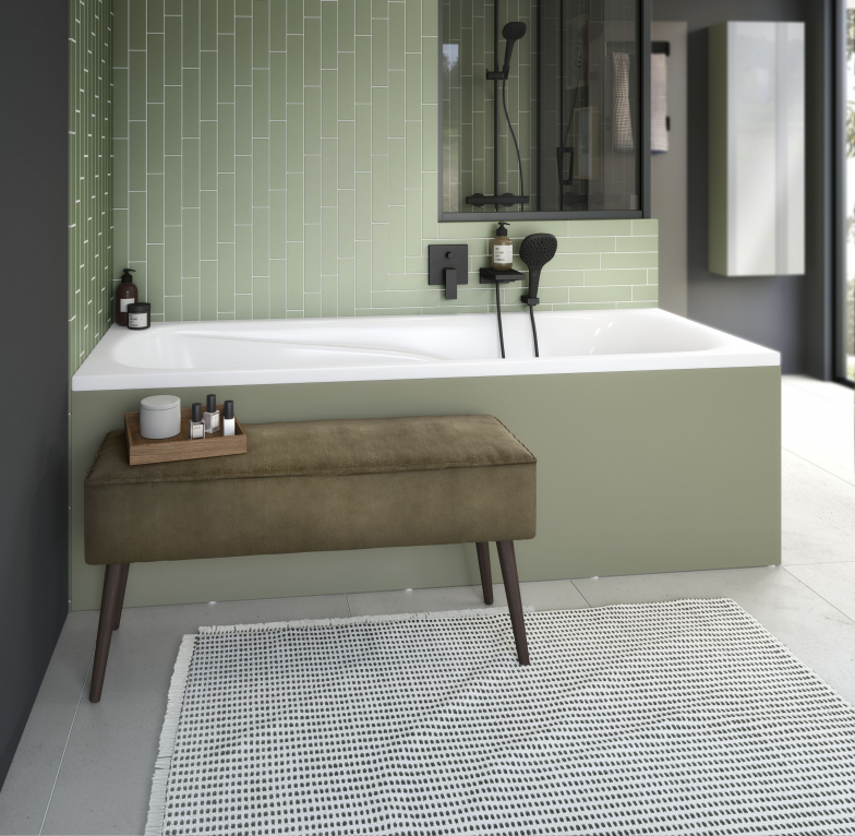 Inspiration Fusain vert olive mat habillage de baignoire