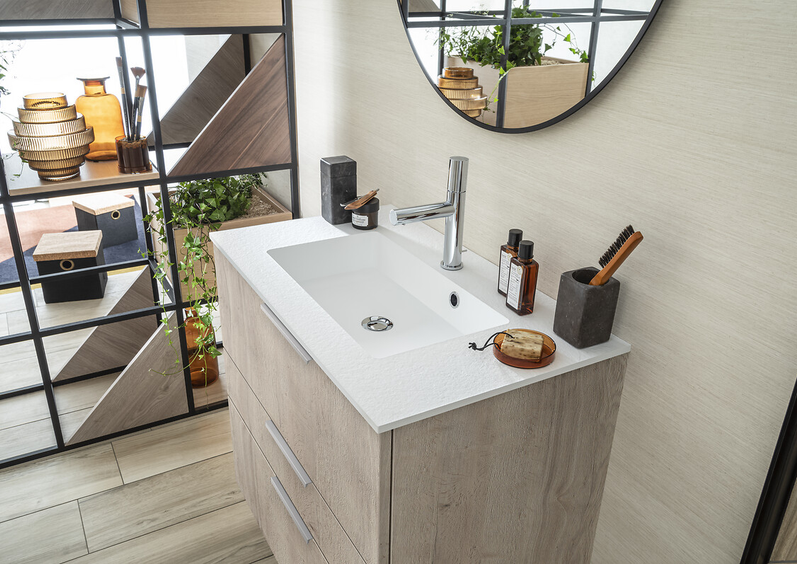 Plan vasque effet Pierre blanc mat 