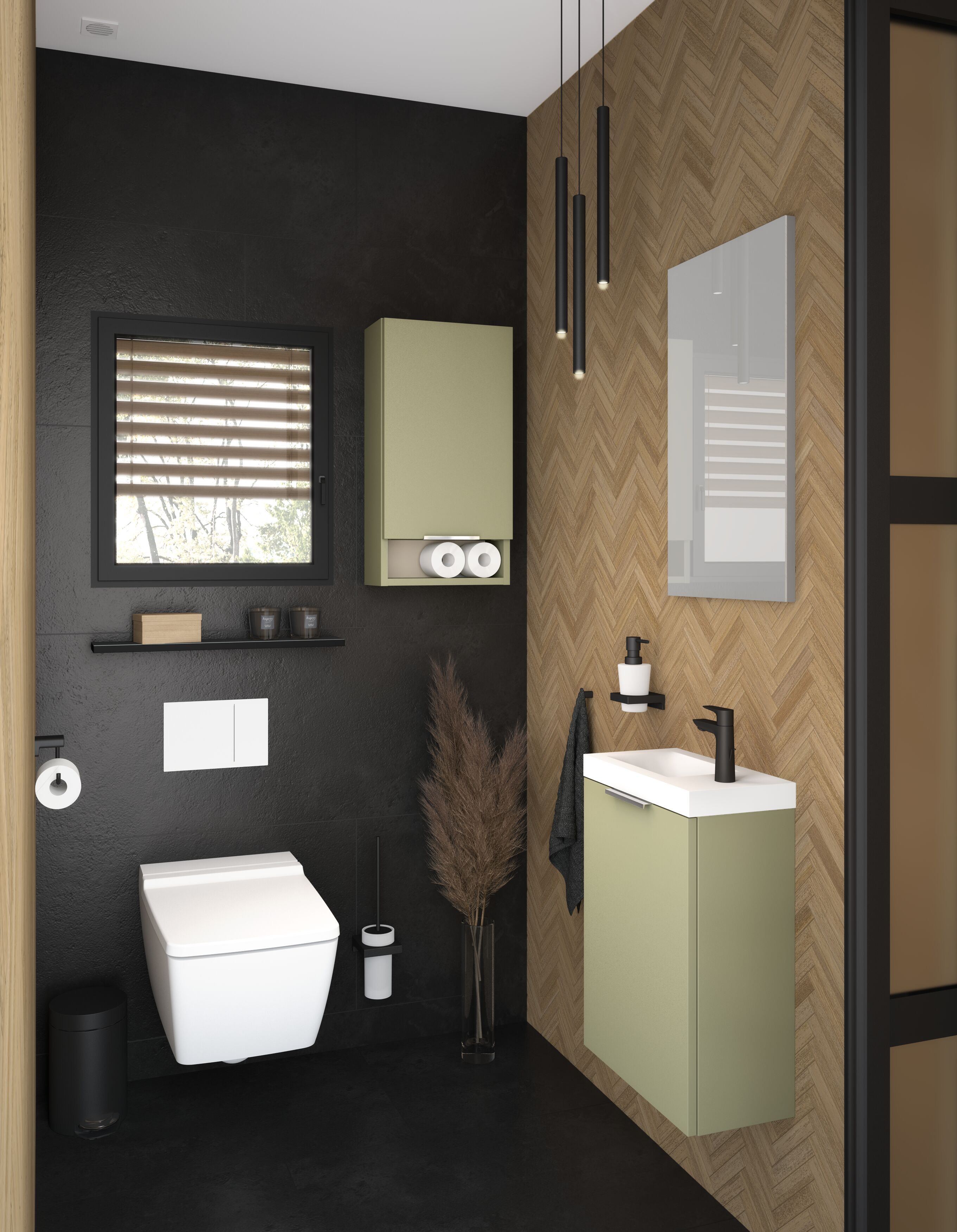 Delpha WC vert olive mat 