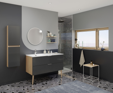 Salle de bains Delpha Intuitive Alba graphite métal brillant 
