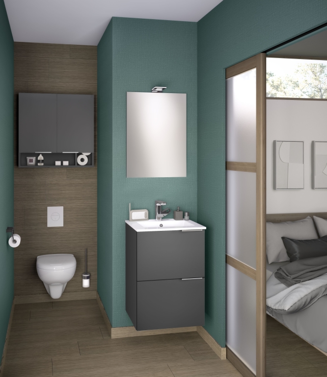 Salle de bains Delpha Kub Graphite mat 
