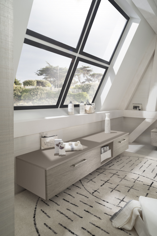 Commode de Salle de bain Delpha Onde Epicéa Gris