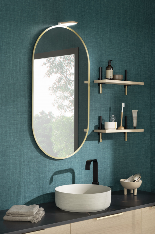 Miroir Oblong Salle de bain Delpha Archi chêne doré structuré 