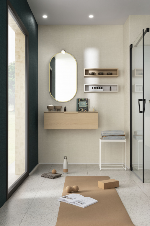 Coiffeuse de Salle de bain Delpha Archi chêne doré structuré 