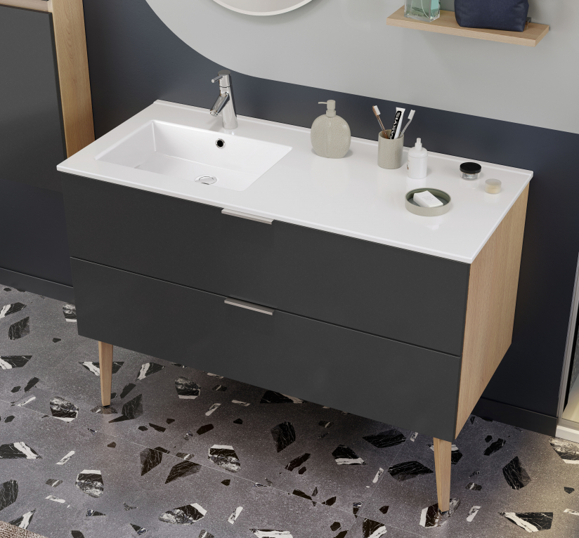 Salle de bains Delpha Intuitive Alba graphite métal brillant 